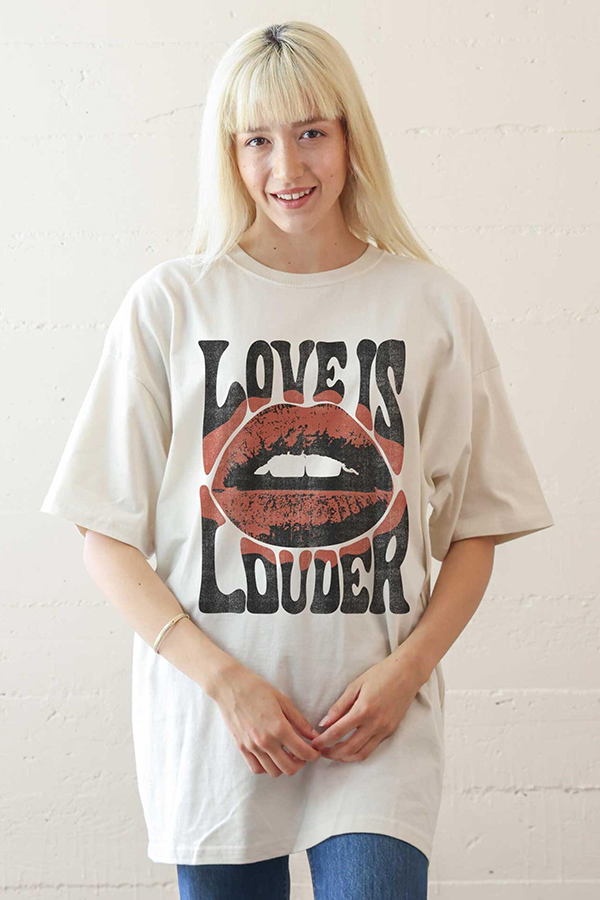 Love Is Louder T-Shirt Dress | Vintage White - Main Image Number 1 of 1