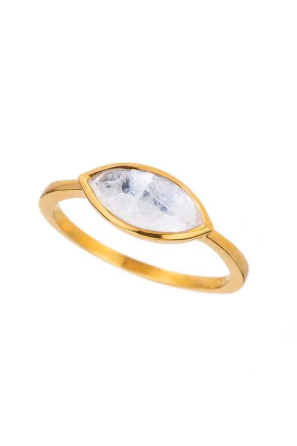 East-West Marquis Gemstone Ring | Moonstone - Thumbnail Image Number 1 of 2
