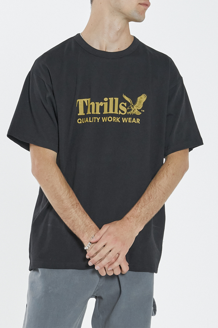 Thrills Workwear Box Tee | Black - Thumbnail Image Number 1 of 2
