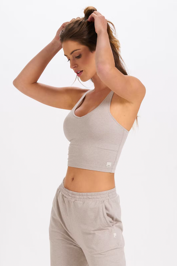 Halo Performance Crop | Oyster Heather