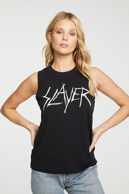Slayer Slash Logo Muscle Tank | True Black - Main Image Number 1 of 1