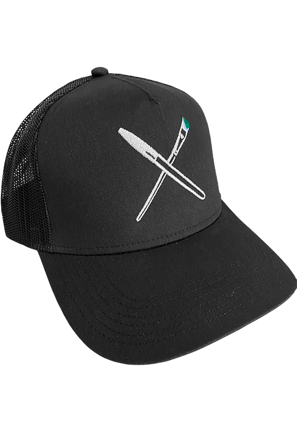 Pen and Brush Twill Hat | Black / Green - Main Image Number 1 of 1
