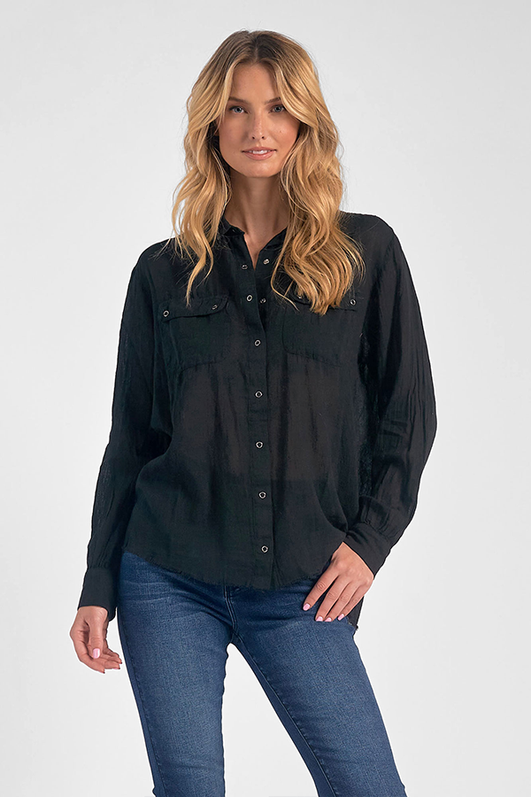 Collared Button Down | Black - Main Image Number 1 of 1