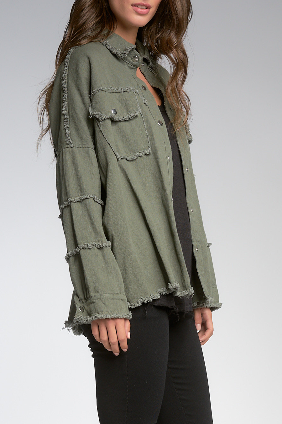 Distressed Rock & Roll Jacket | Olive - Main Image Number 2 of 3