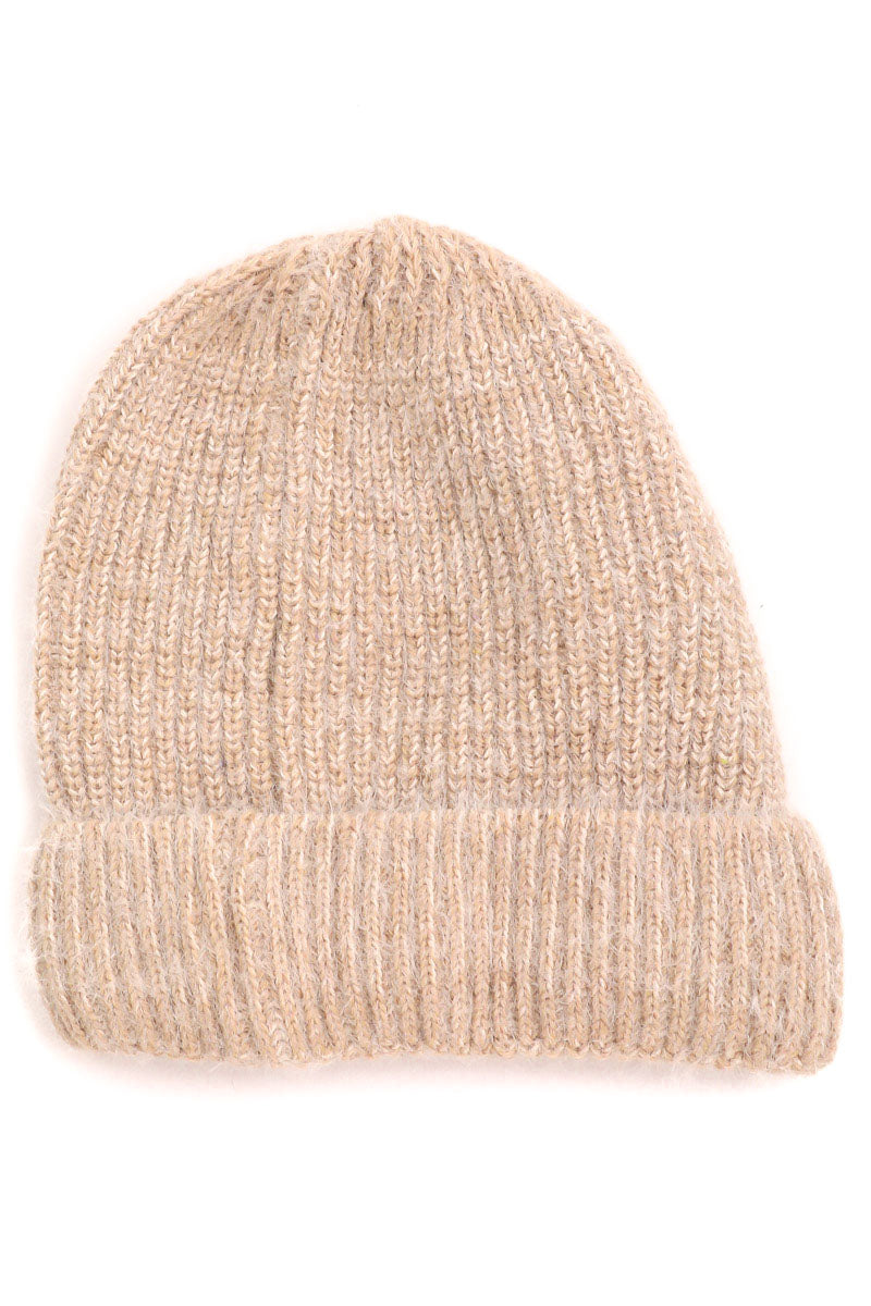 Fuzzy Ribbed Beanie | Ivory - West of Camden - Main Image Number 1 of 1