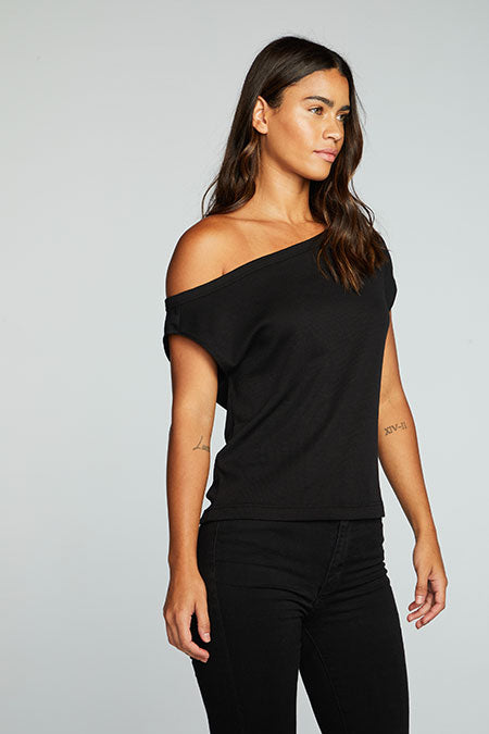 Rib Off Shoulder Top | Union Black - Thumbnail Image Number 2 of 2
