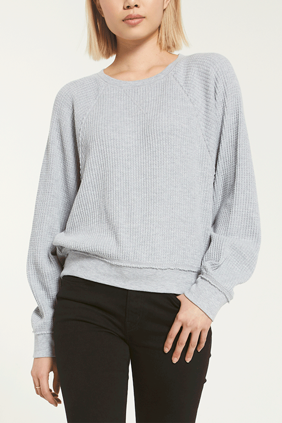 Claire Waffle Long Sleeve | H. Grey - Main Image Number 1 of 2