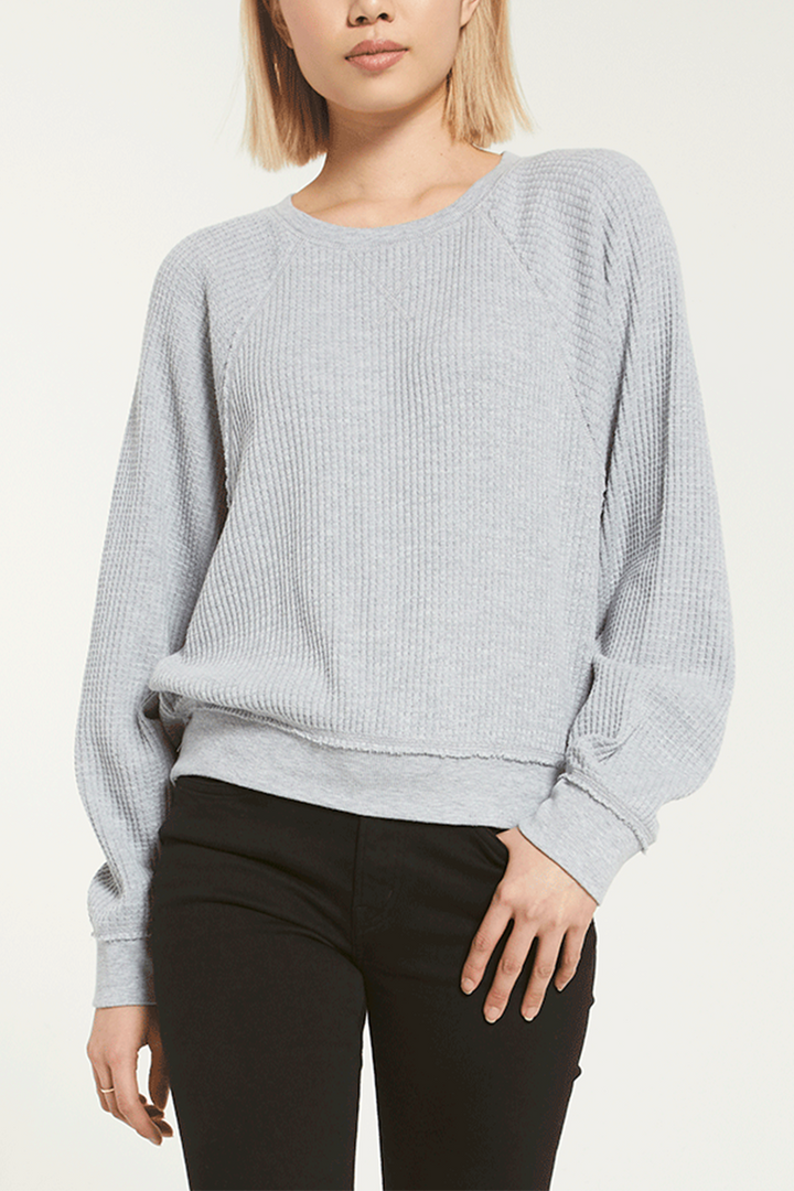 Claire Waffle Long Sleeve | H. Grey - Thumbnail Image Number 1 of 2
