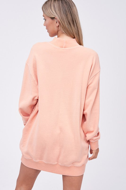 Mock Neck Oversized Sweatshirt | Sorbet - Thumbnail Image Number 2 of 2
