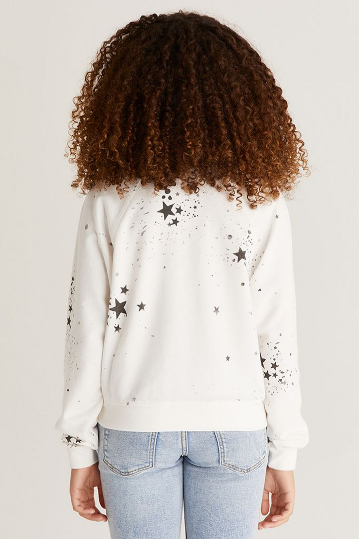 Girls Splatter Star Sweatshirt | White - Thumbnail Image Number 2 of 2
