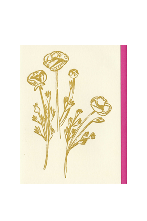 Gold Flowers Card - Main Image Number 1 of 1