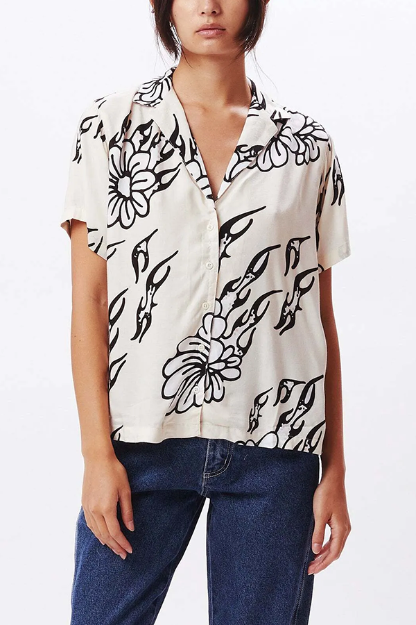 Flamin Flowers Shirt | Off White - Main Image Number 1 of 1