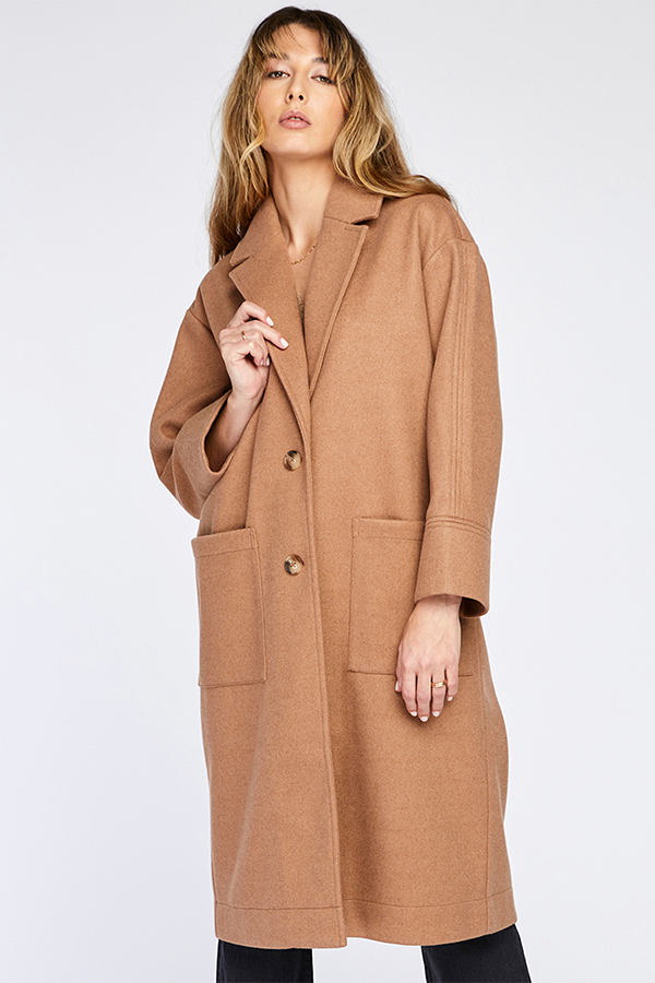 Annabel Brushed Knit Coat | Heather Toffee - Main Image Number 1 of 1