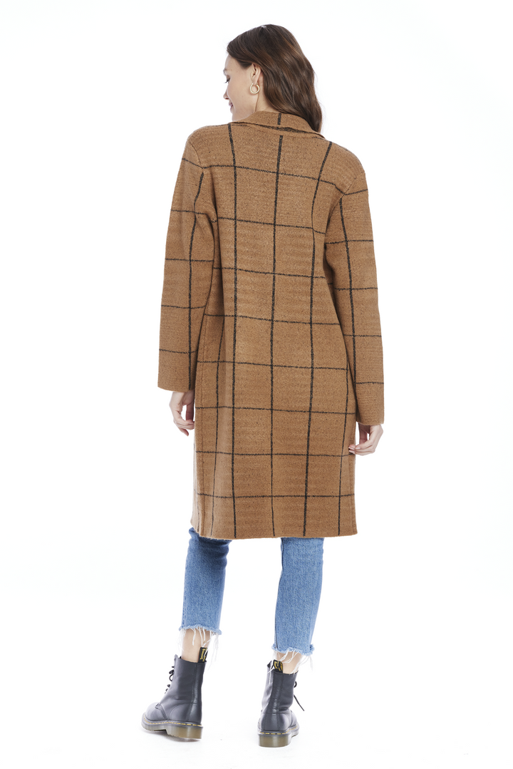 Plaid Long Sweater Jacket | Sienna - Thumbnail Image Number 3 of 3
