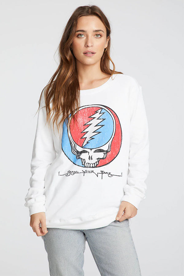 Steal Your Face Pullover | White - Main Image Number 1 of 2