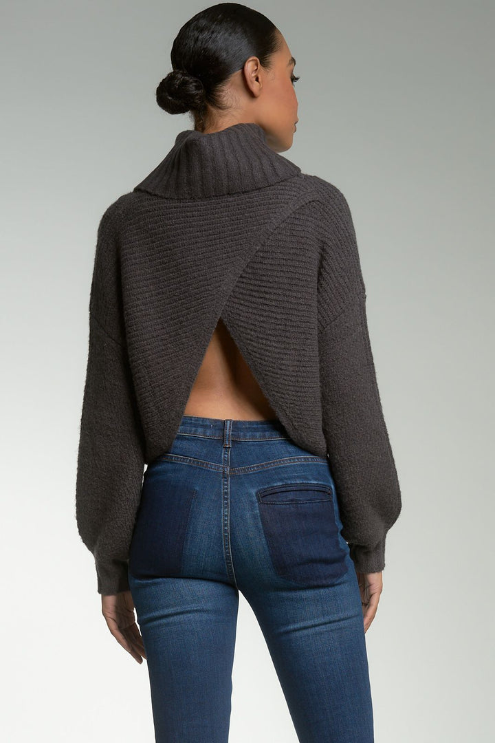 Cross Back Sweater | Charcoal - Thumbnail Image Number 2 of 2
