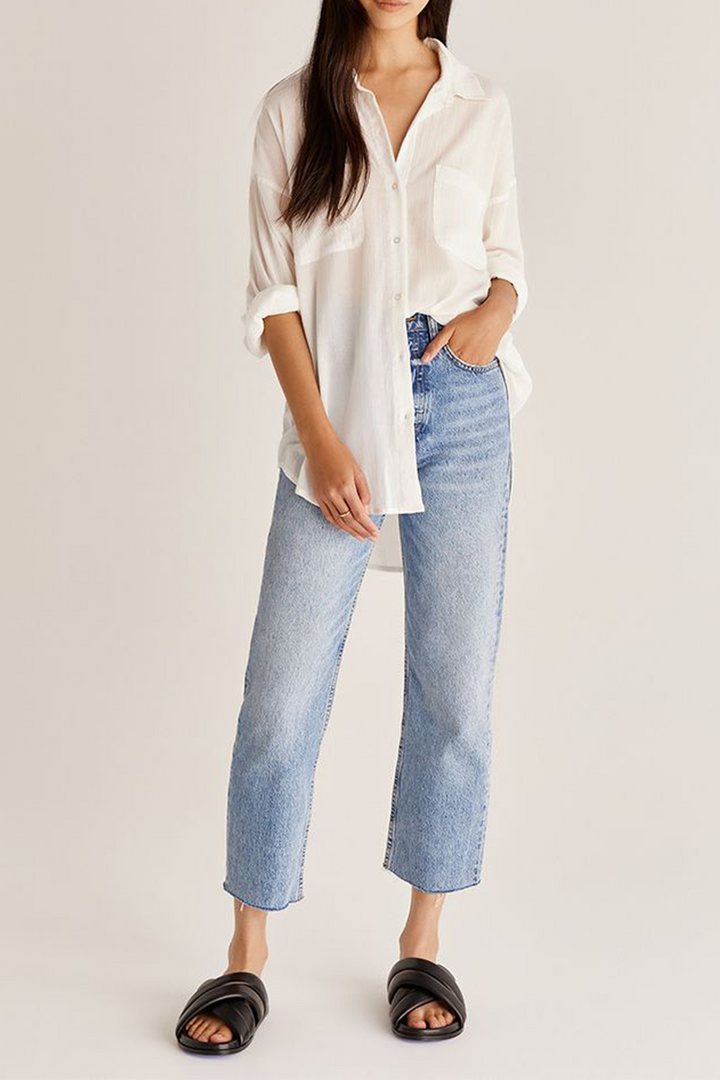 Lalo Button Up Top | White - Thumbnail Image Number 1 of 3
