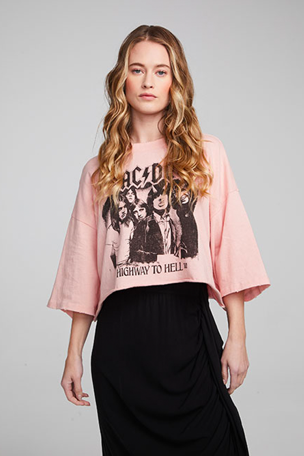 AC/DC Highway To Hell Tee | Powder Pink - Main Image Number 1 of 4