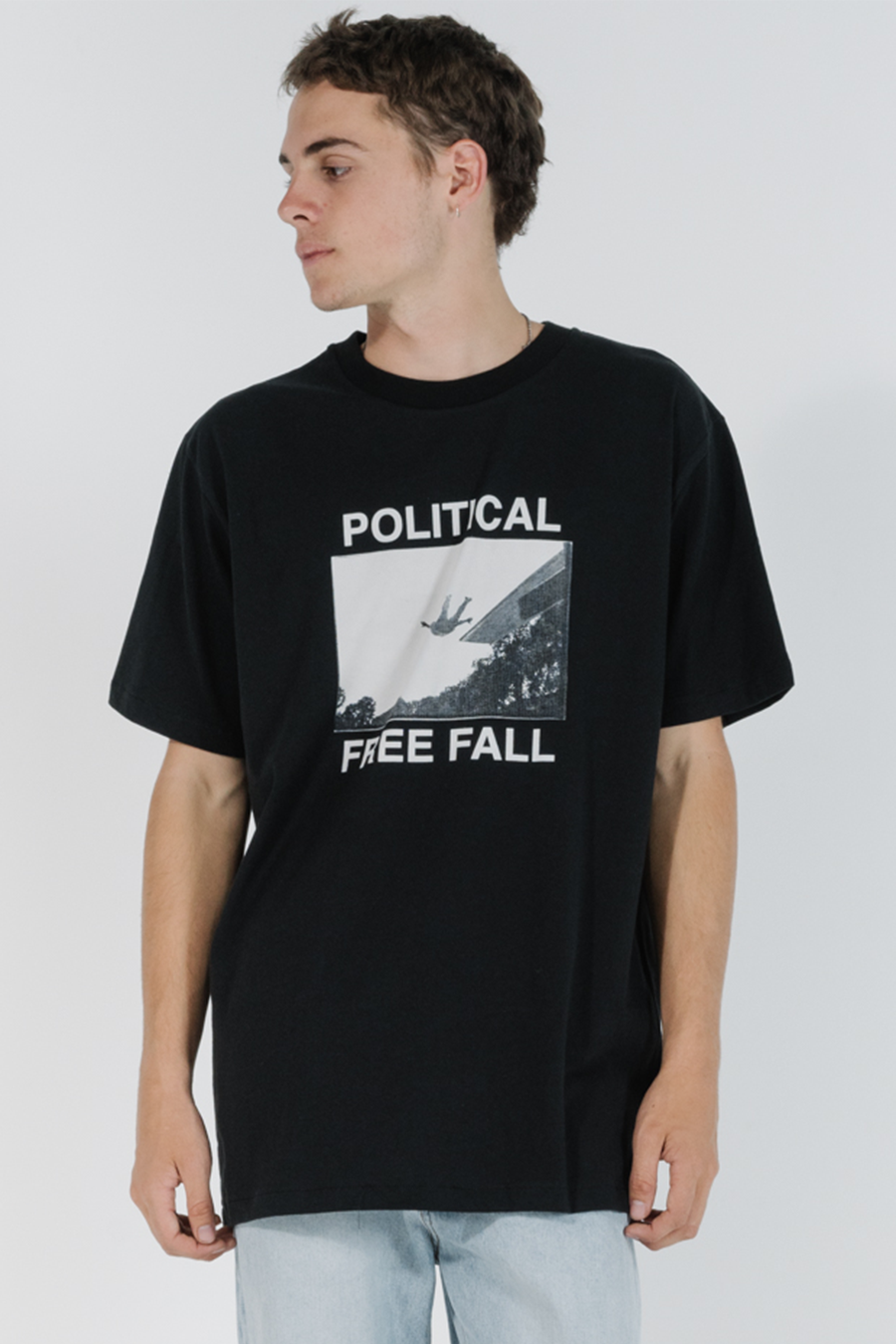 Political Free Fall Merch Tee | Black - Main Image Number 1 of 1