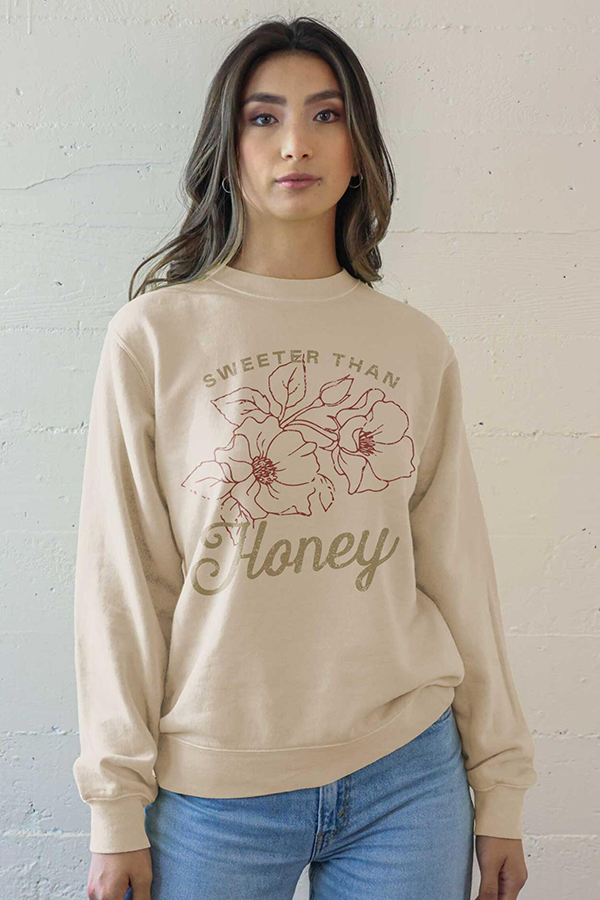 Sweeter Than Honey Sweatshirt | Sand - Main Image Number 1 of 1