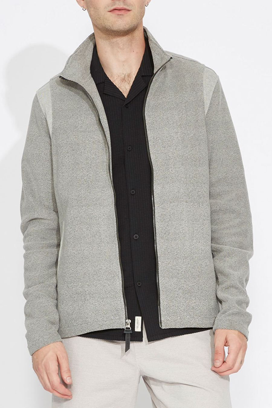 Walden Knit Varsity Jacket | Gray - West of Camden - Visual Media Number 1 of 1