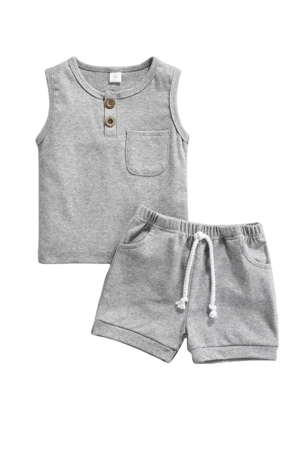 Two Piece Shortie Set | Heather Grey - Main Image Number 1 of 1