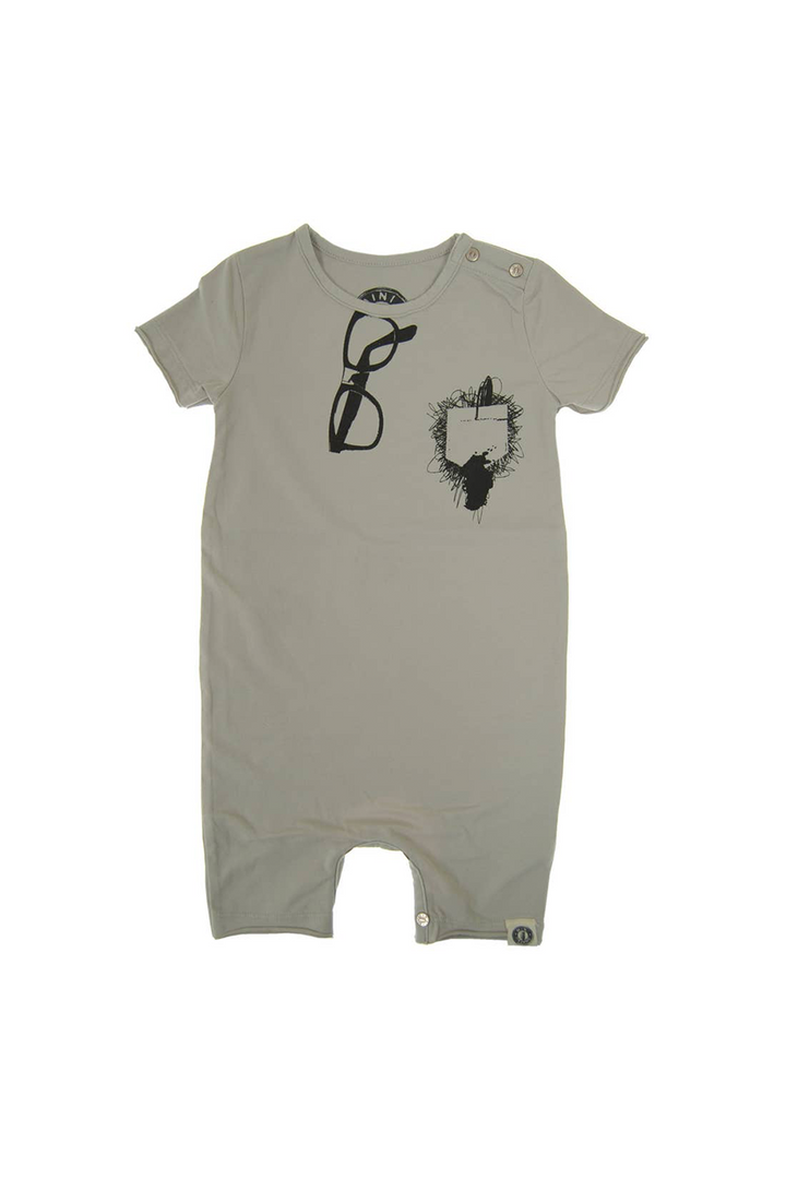 Smarty Pants Spatter Kids Romper | Grey - Thumbnail Image Number 1 of 2

