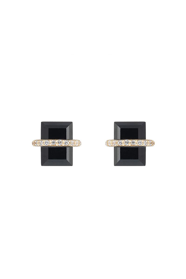 Montreal Cushion And Pave Earrings | Black Garnet - Main Image Number 1 of 2
