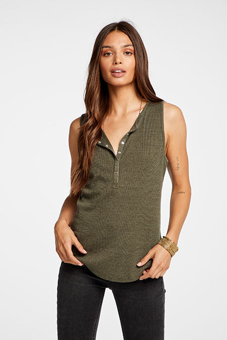 Rib Henley Muscle Tank | Uniform - Visual Media Number 1 of 1