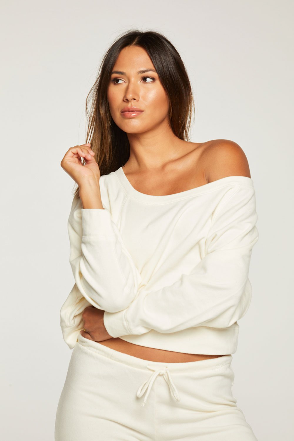 Cropped Batwing Raglan Pullover | Cream - Main Image Number 1 of 3