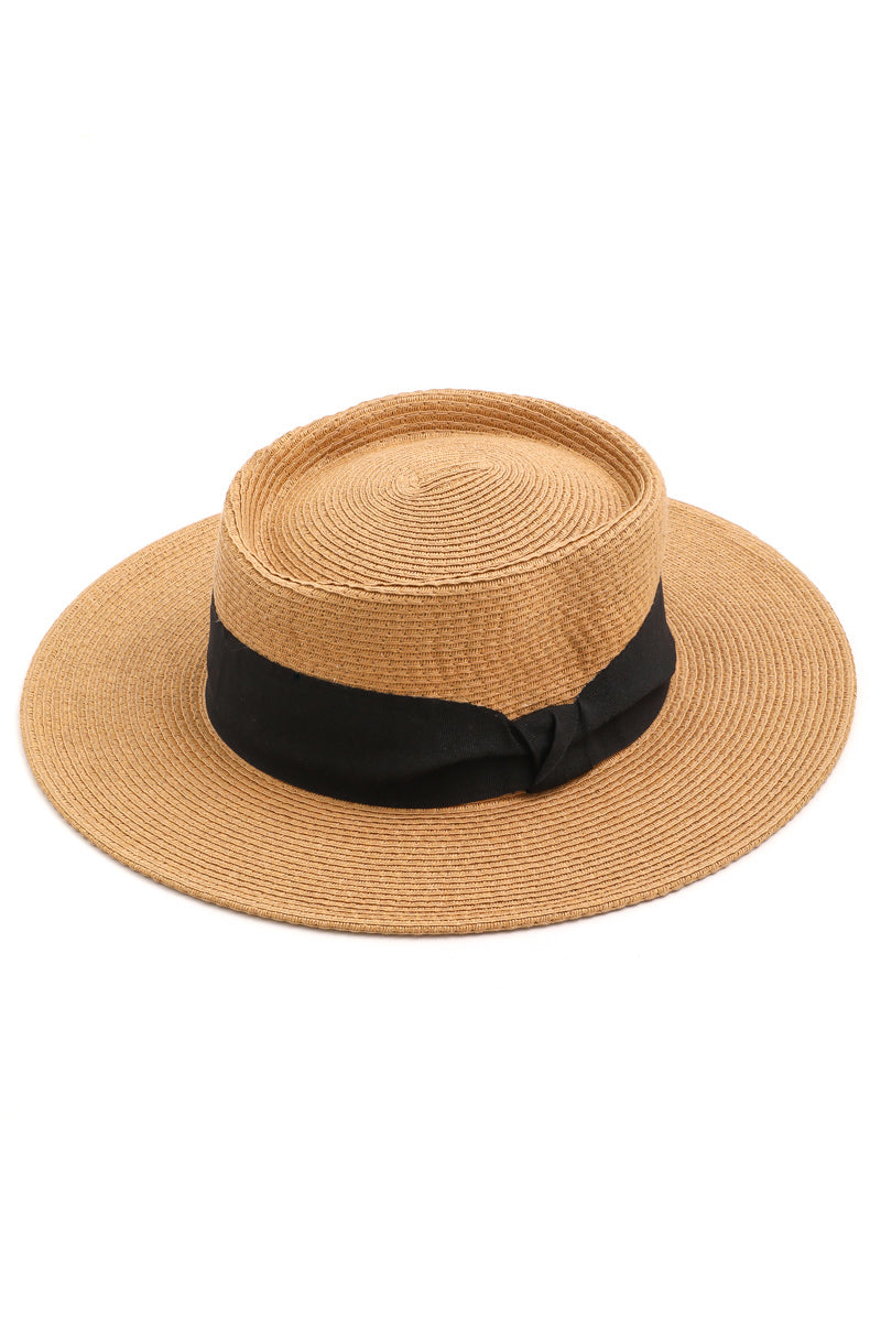 Flat Top Straw Hat | Tan - West of Camden - Main Image Number 1 of 1