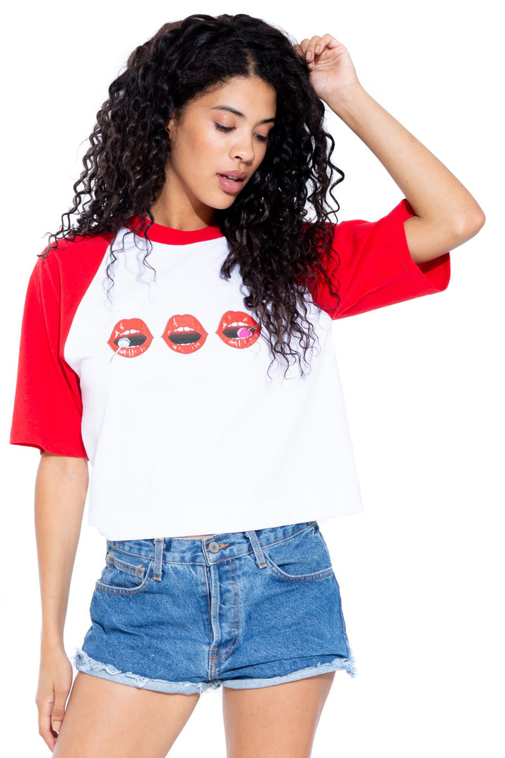 Lips Jazz Tee | White/Red - Thumbnail Image Number 1 of 2
