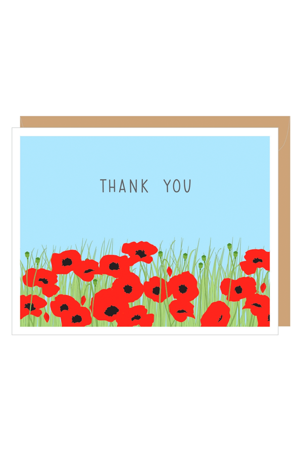 Poppy Field Thank You Note Card - Main Image Number 1 of 1