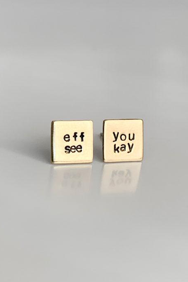Eff You See Kay Square Earrings | Brass
