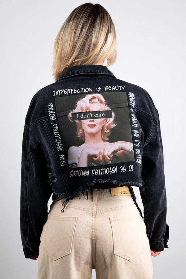 Marilyn I Dont Care Jean Jacket | Black - Main Image Number 1 of 2