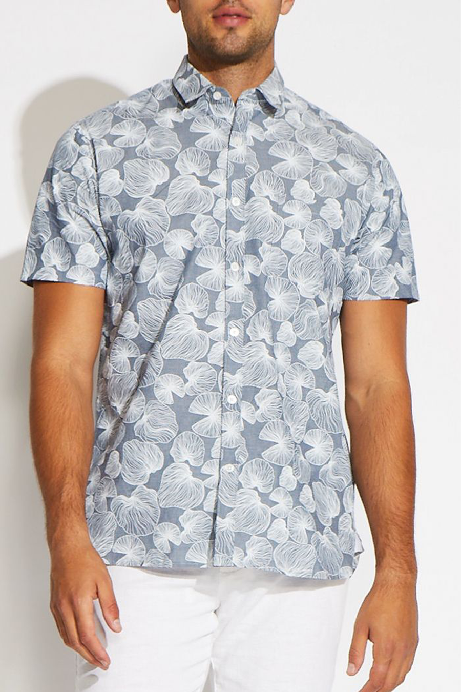 Whittier Printed Button Up | Dark Slate - Visual Media Number 1 of 1