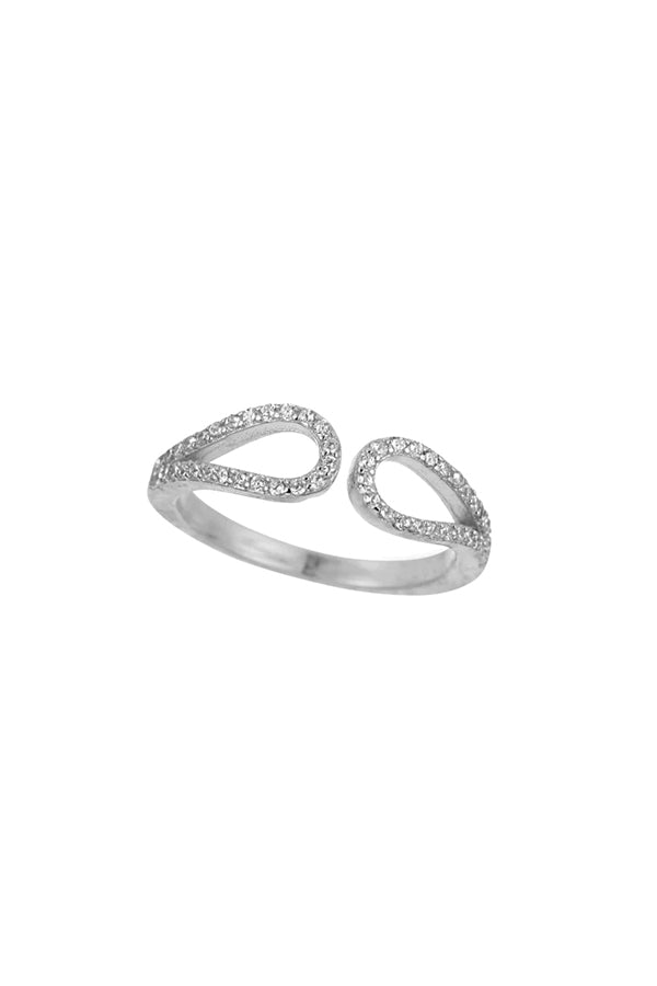 Melrose CZ Pave Open Double Loop Ring | Silver - Visual Media Number 1 of 1