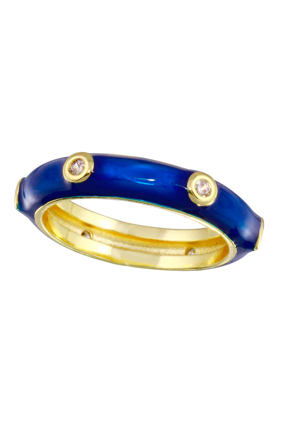 Enamel Bezel CZ Ring | Blue - Main Image Number 1 of 1