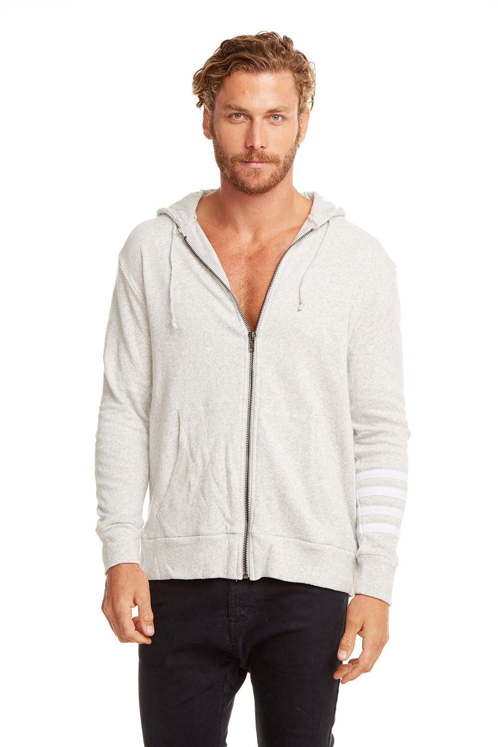 Zip Up Contrast Hoodie | H. Grey / White - West of Camden - Main Image Number 1 of 2
