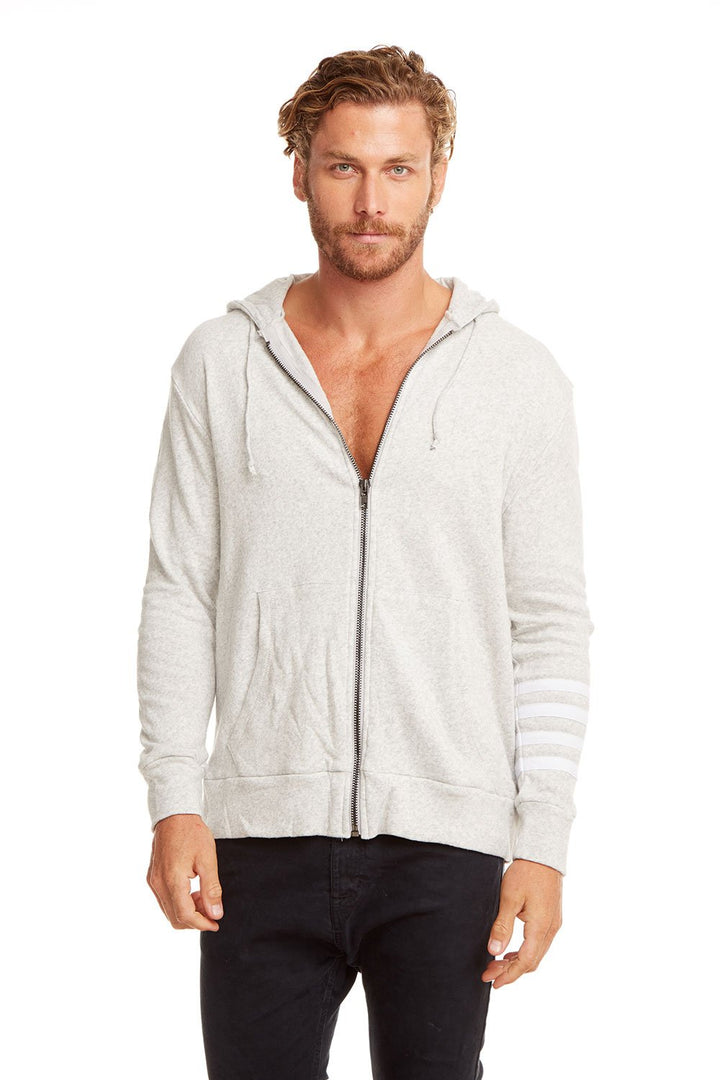 Zip Up Contrast Hoodie | H. Grey / White - West of Camden - Thumbnail Image Number 1 of 2
