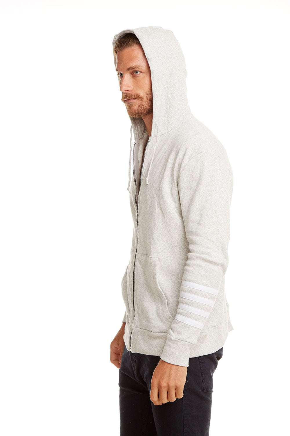 Zip Up Contrast Hoodie | H. Grey / White - West of Camden - Main Image Number 2 of 2