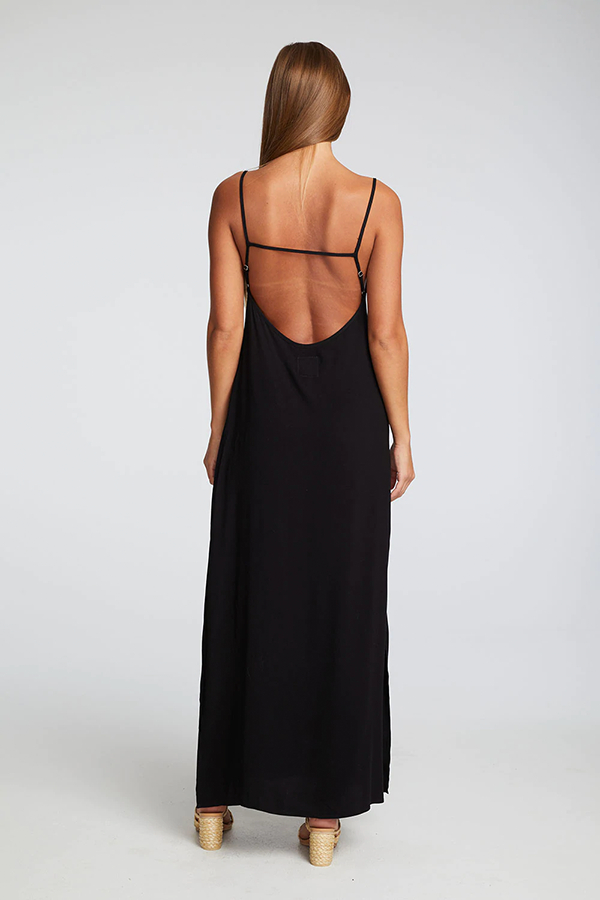 Heirloom Low Back Strappy Maxi Dress | Black - Main Image Number 3 of 3