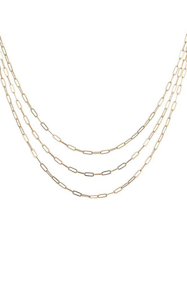 Denver Mini Paperclip Triple Necklace | Gold - Main Image Number 1 of 1