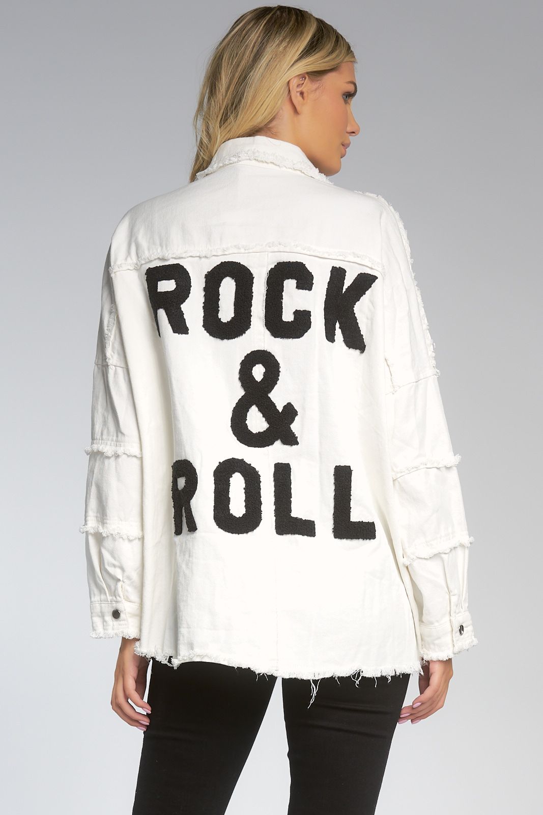 Distressed Rock & Roll Jacket | White - Main Image Number 1 of 3