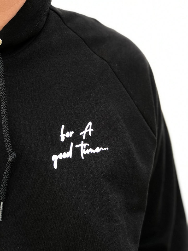 For A Good Time Raglan Hood | Black - West of Camden - Thumbnail Image Number 2 of 4
