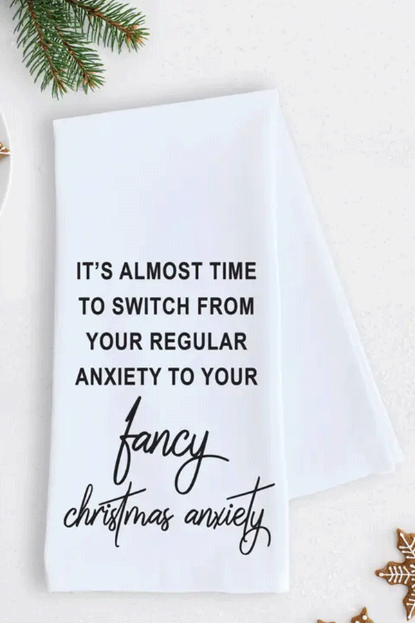 Fancy Christmas Anxiety | Tea Towel - Main Image Number 1 of 1