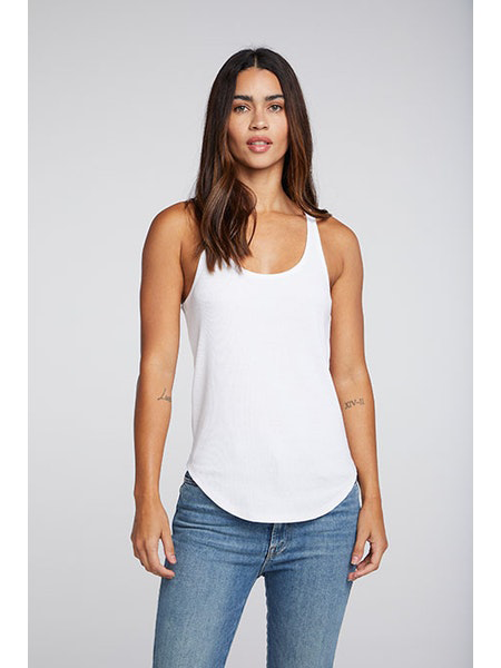 Vintage Rib Strappy Racerback Tank | White - Main Image Number 1 of 2