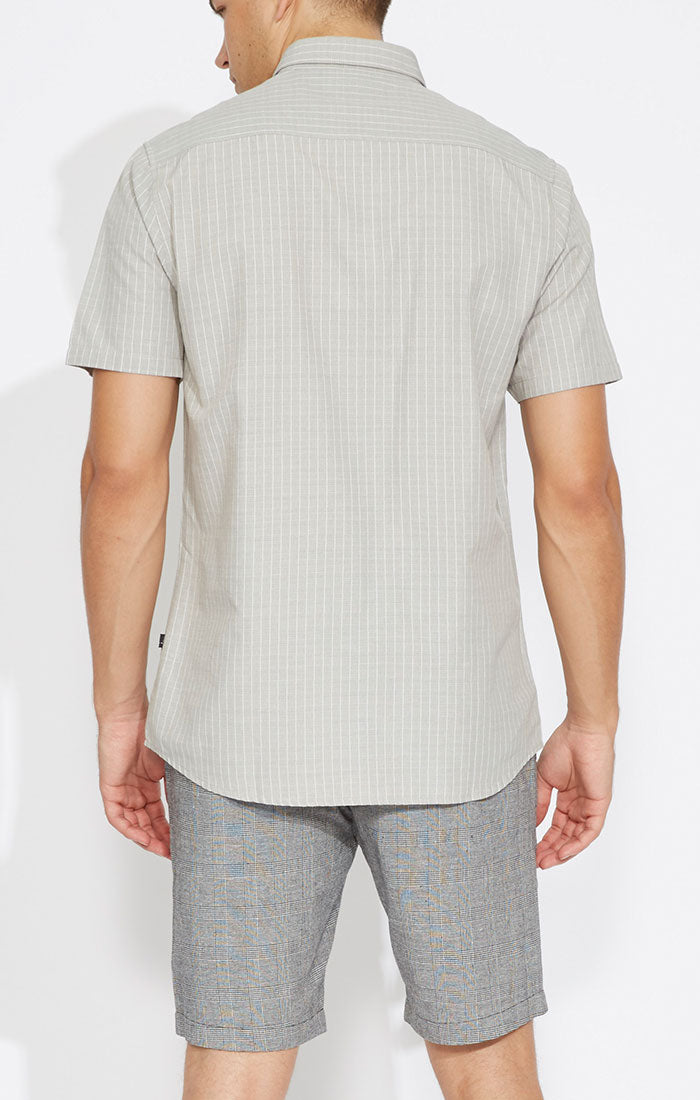 Elsinore SS Striped Shirt | Gray - West of Camden
