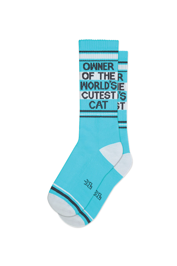 Worlds Cutest Cat Ribbed Gym Sock - Main Image Number 1 of 1