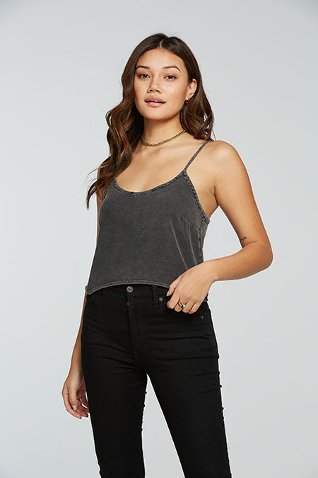 Cropped Low Back Cami | Black Cloud - Main Image Number 1 of 2